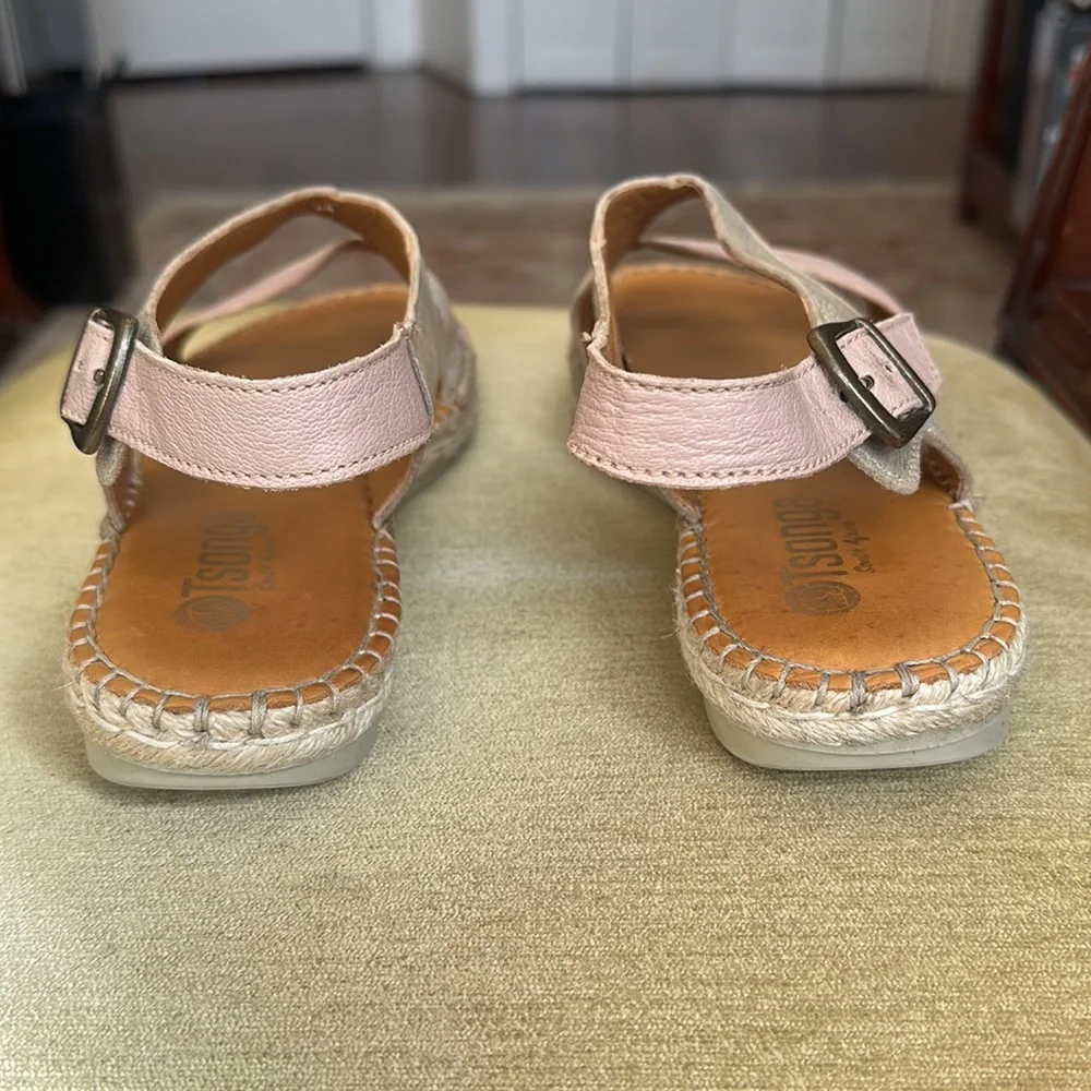 Tsonga Ladies Leather Espadrille Sandal in Blush Pink and Metallic Gold EU 40 - Picture 7 of 15